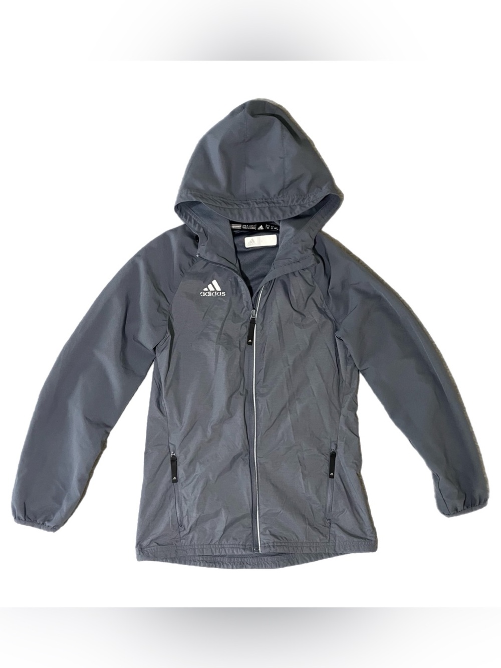 🪨 Adidas Hooded Windbreaker Jacket in Charcoal Gray | Men’s Sz XS - Picture 3 of 14